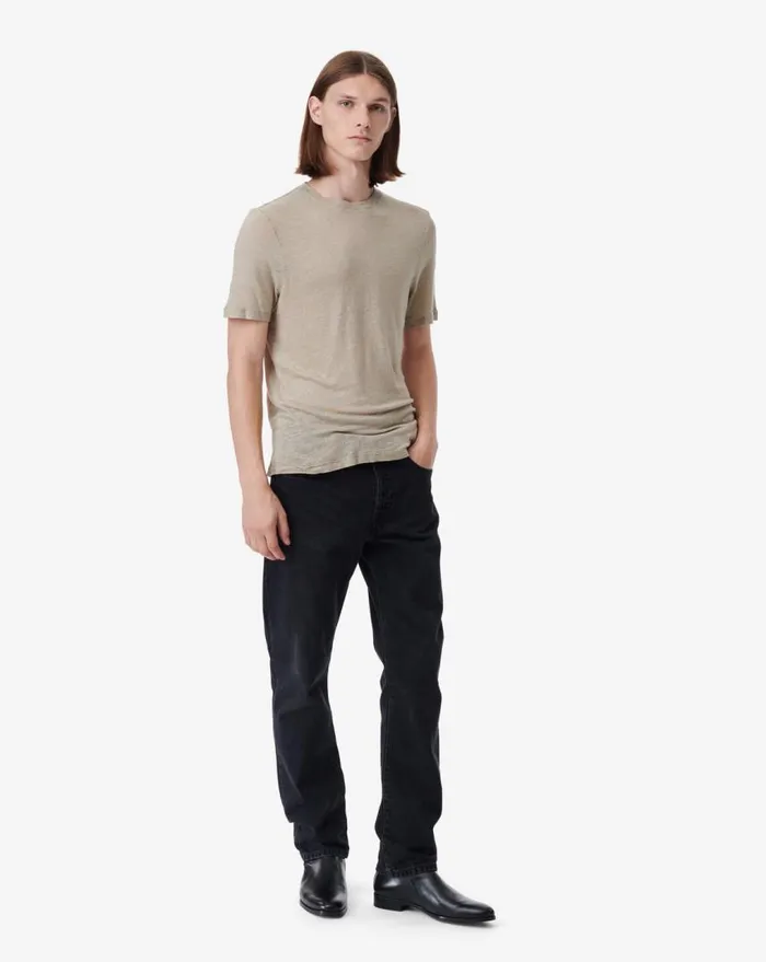 IRO ARESO ROUNDNECK LINEN TSHIRT Taupe Men Tshirts