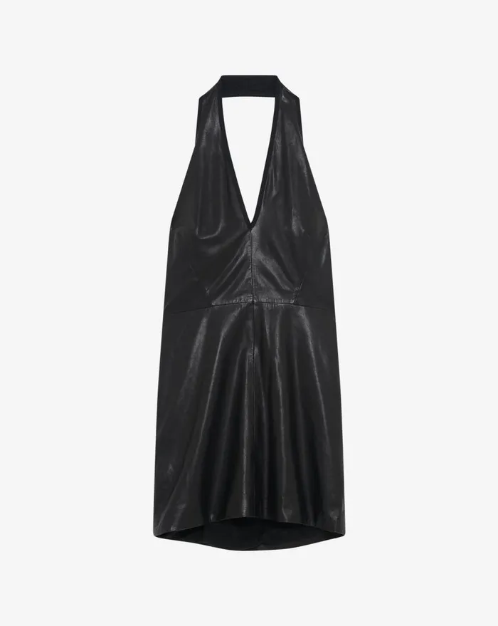IRO AYLA HALTER LEATHER DRESS Black Women Dresses