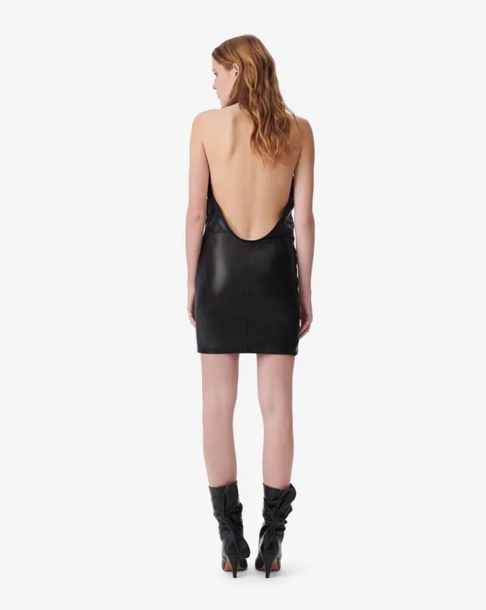 IRO AYLA HALTER LEATHER DRESS Black Women Dresses
