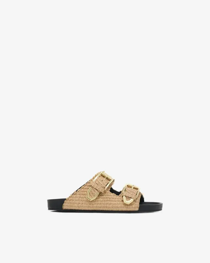 IRO BILLIE RAFFIA FLAT MULES Sand Women Sandals