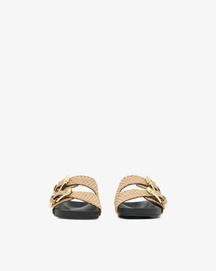 IRO BILLIE RAFFIA FLAT MULES Sand Women Sandals