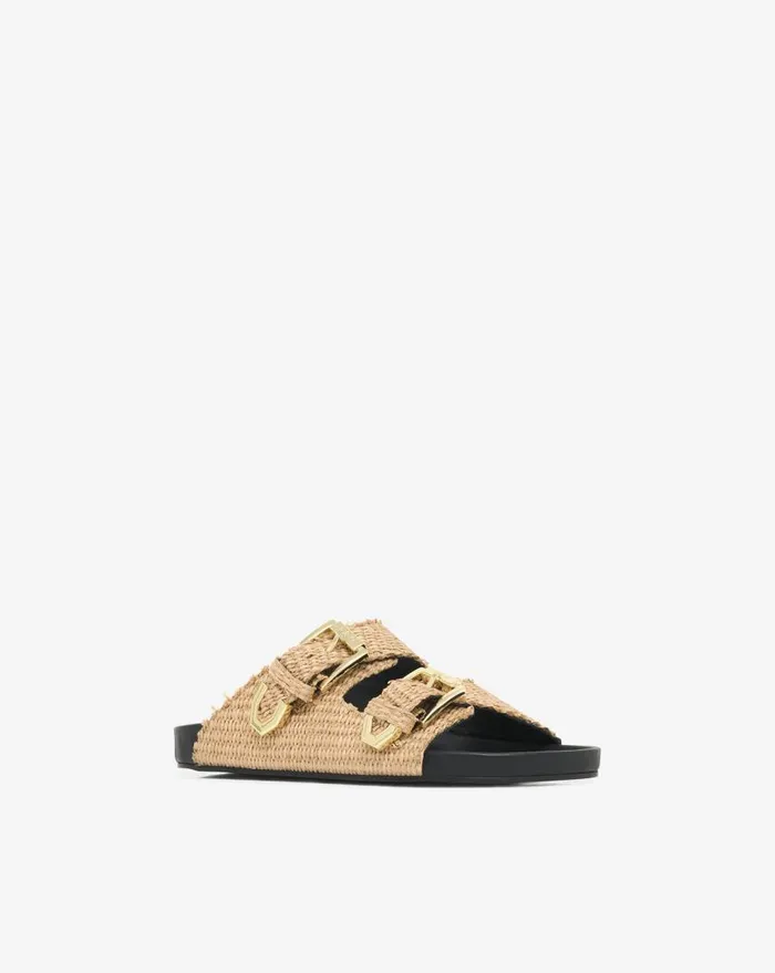 IRO BILLIE RAFFIA FLAT MULES Sand Women Sandals
