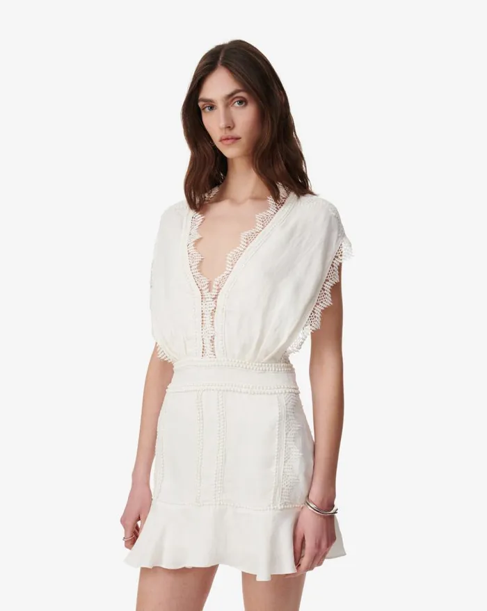 IRO CIERRA JACQUARD LACE DRESS Ecru Women Dresses