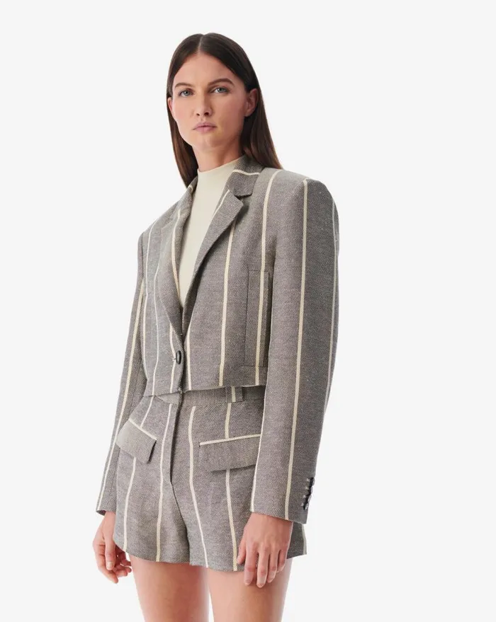 IRO DUPA STRIPED SUIT JACKET Ecrunavy Women Jackets and Coats