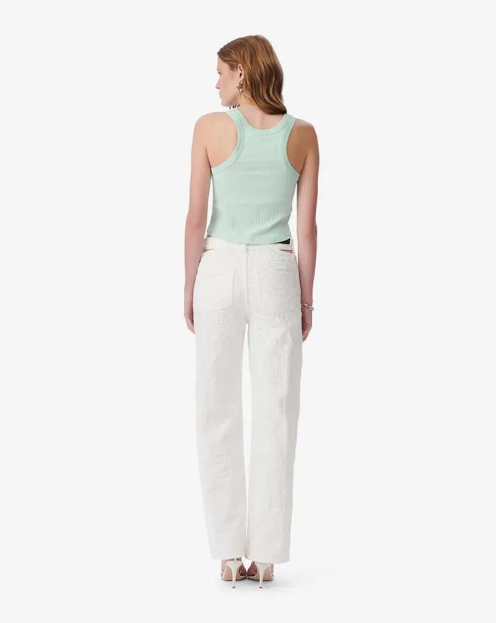 IRO EMMA CROPPED RIBBED TANK TOP Aqua Women Tshirts