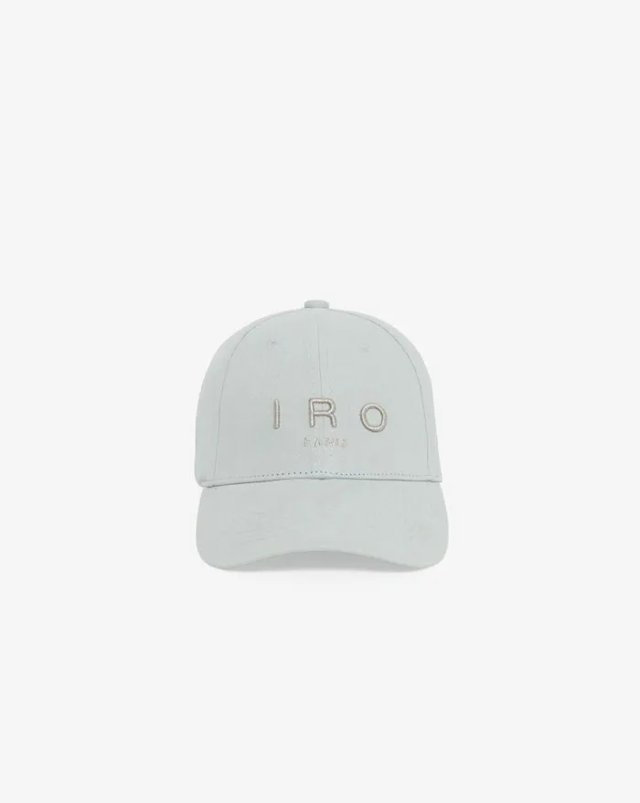 IRO GREB EMBROIDERED CAP Dark Used Denim White Women Hats