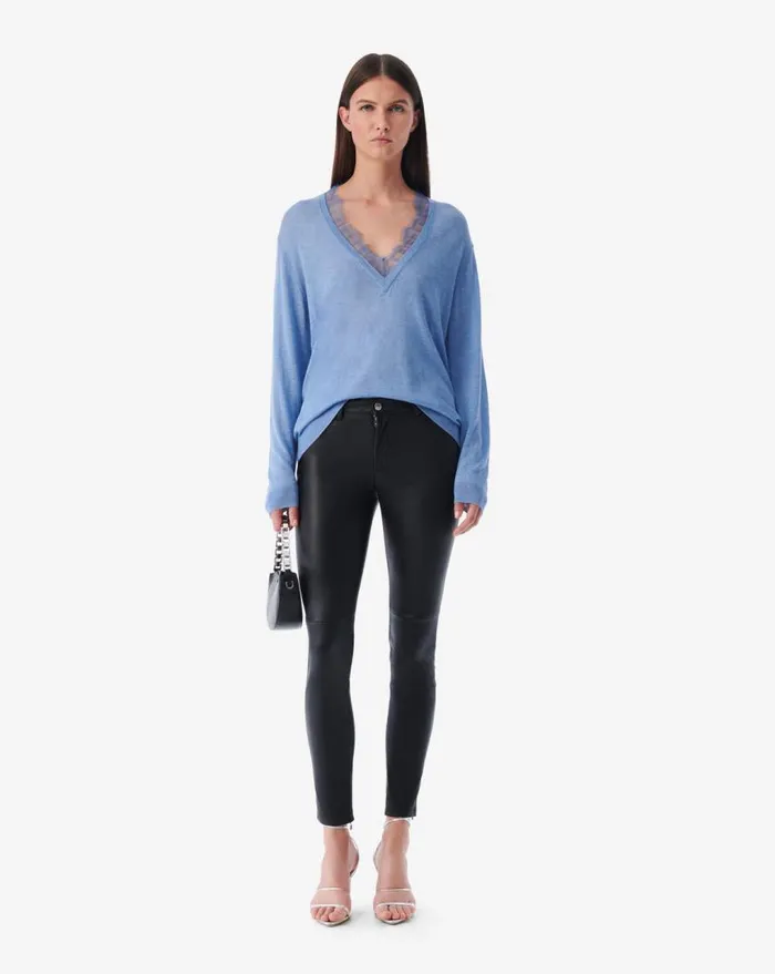 IRO JAYDEN LACE VNECK SWEATER Blue Women Knits