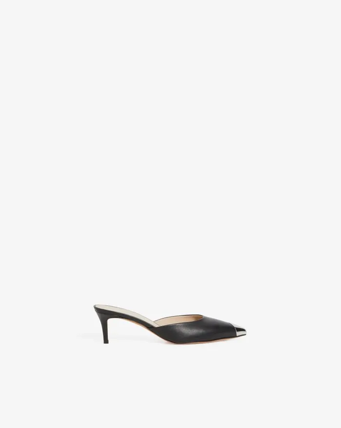 IRO KAIA SILVERTOED LEATHER MULES Black Women Sandals