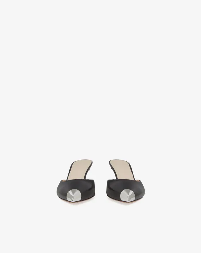 IRO KAIA SILVERTOED LEATHER MULES Black Women Sandals