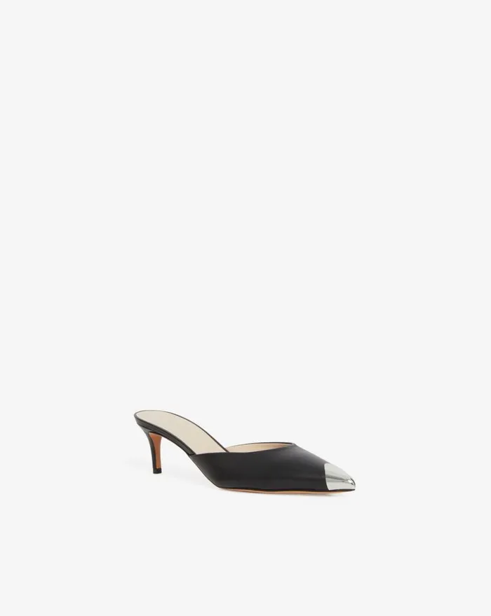 IRO KAIA SILVERTOED LEATHER MULES Black Women Sandals