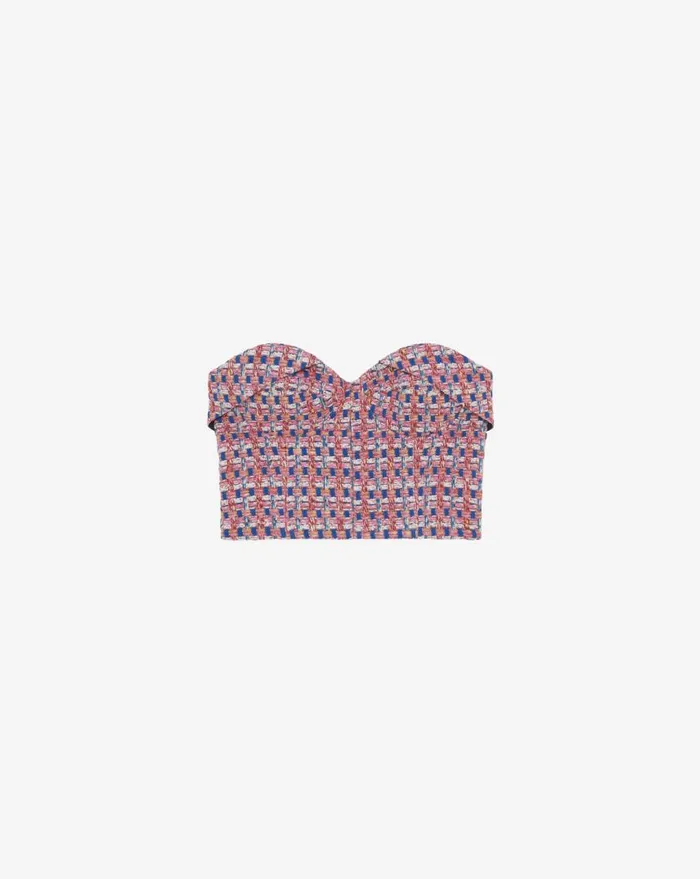 IRO MARAKI TWEED CROP BUSTIER Pinkblue Women Tops and Shirts
