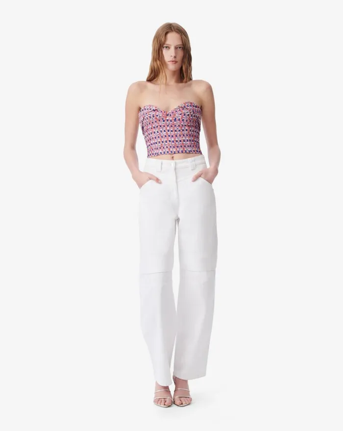 IRO MARAKI TWEED CROP BUSTIER Pinkblue Women Tops and Shirts