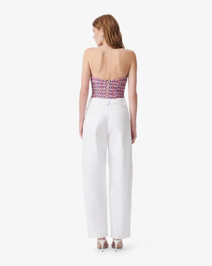IRO MARAKI TWEED CROP BUSTIER Pinkblue Women Tops and Shirts