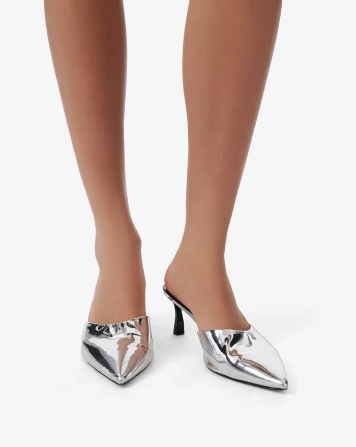 IRO MUMU MIRROR MULES Silver Miror Women Sandals