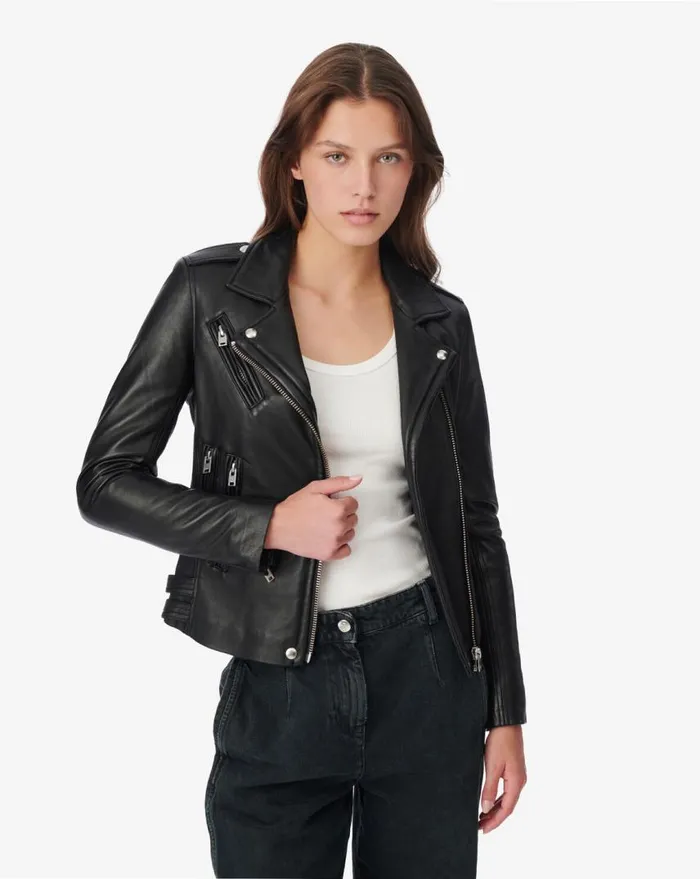 IRO NEWHAN LEATHER JACKET Black Women Jackets and Coats