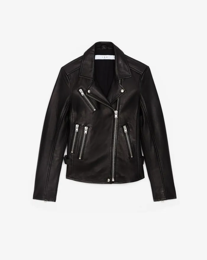 IRO NEWHAN LEATHER JACKET Black Women Jackets and Coats