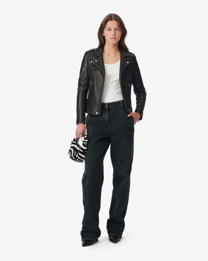IRO NEWHAN LEATHER JACKET Black Women Jackets and Coats