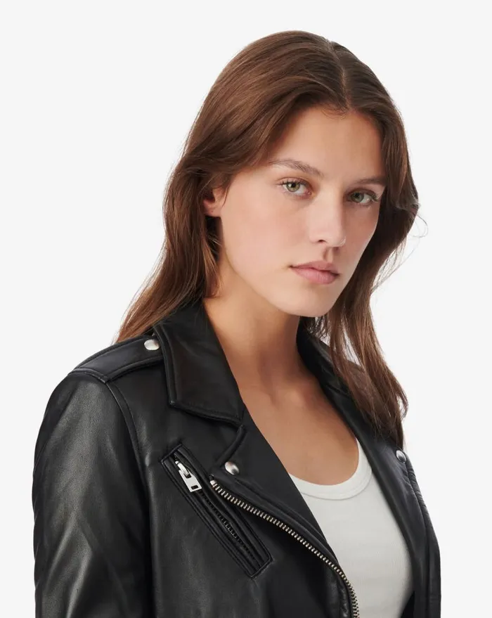 IRO NEWHAN LEATHER JACKET Black Women Jackets and Coats