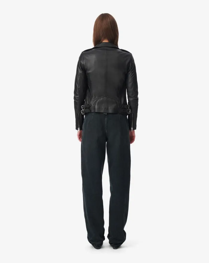 IRO NEWHAN LEATHER JACKET Black Women Jackets and Coats
