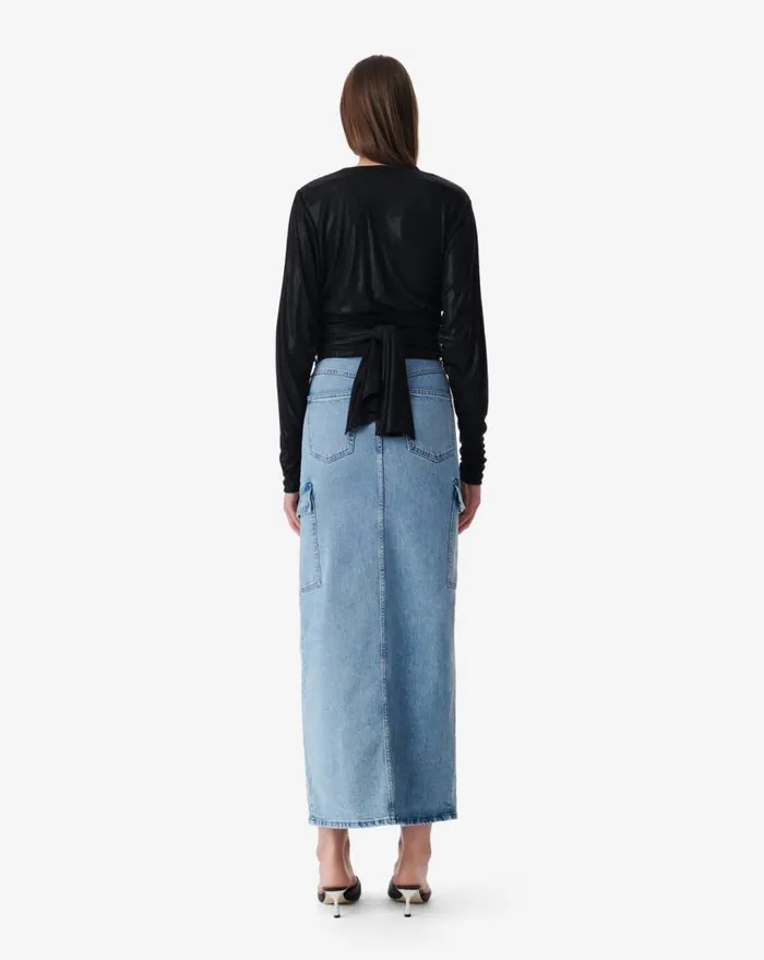 IRO OJALIE LUREX WRAP TOP Black Lurex Women Tops and Shirts