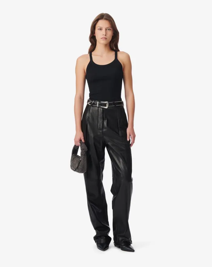 IRO PALISSO RIBBED TANK TOP Black Women Tshirts