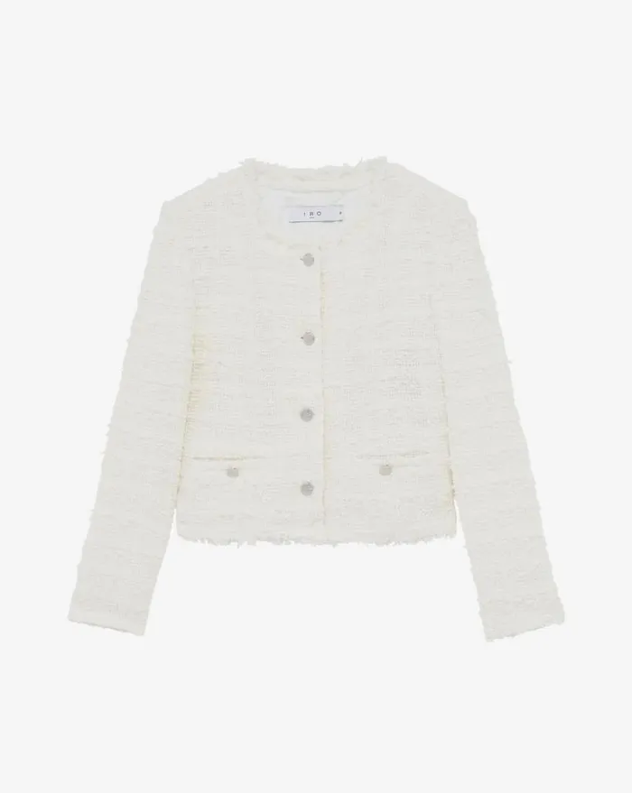 IRO RACELI FRINGED TWEED JACKET White Women Jackets and Coats
