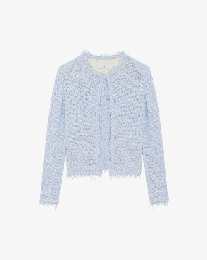 IRO SHAVANI CLASSIC FRINGED JACKET Fogged Blue Women Jackets and Coats