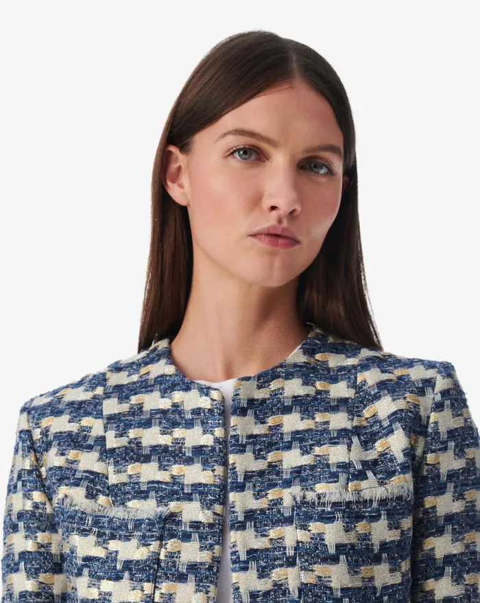 IRO TIARE LUREX TWEED JACKET Bluesilver Women Jackets and Coats