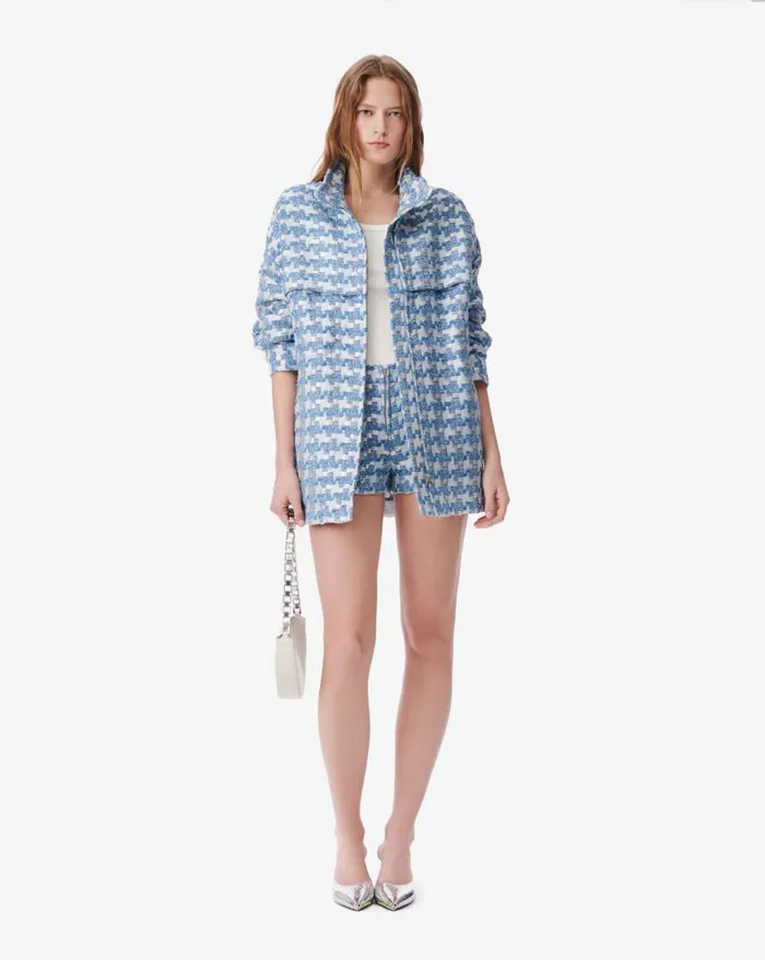 IRO TYANA LUREX TWEED SHORTS Bluesilver Women Shorts and Skirts