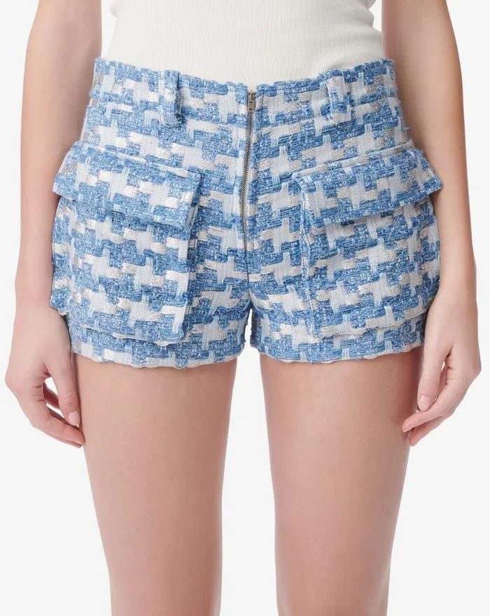 IRO TYANA LUREX TWEED SHORTS Bluesilver Women Shorts and Skirts