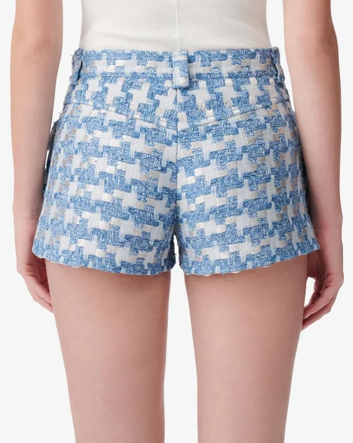 IRO TYANA LUREX TWEED SHORTS Bluesilver Women Shorts and Skirts