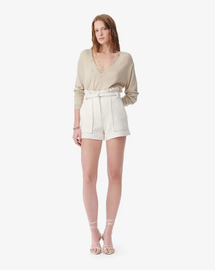 IRO VANAY BELTED TWEED SHORTS Ecruwhite Women Shorts and Skirts