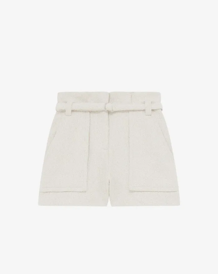 IRO VANAY BELTED TWEED SHORTS Ecruwhite Women Shorts and Skirts