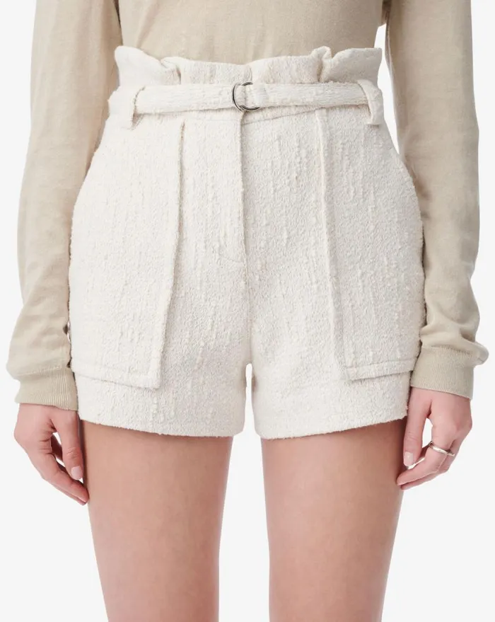 IRO VANAY BELTED TWEED SHORTS Ecruwhite Women Shorts and Skirts