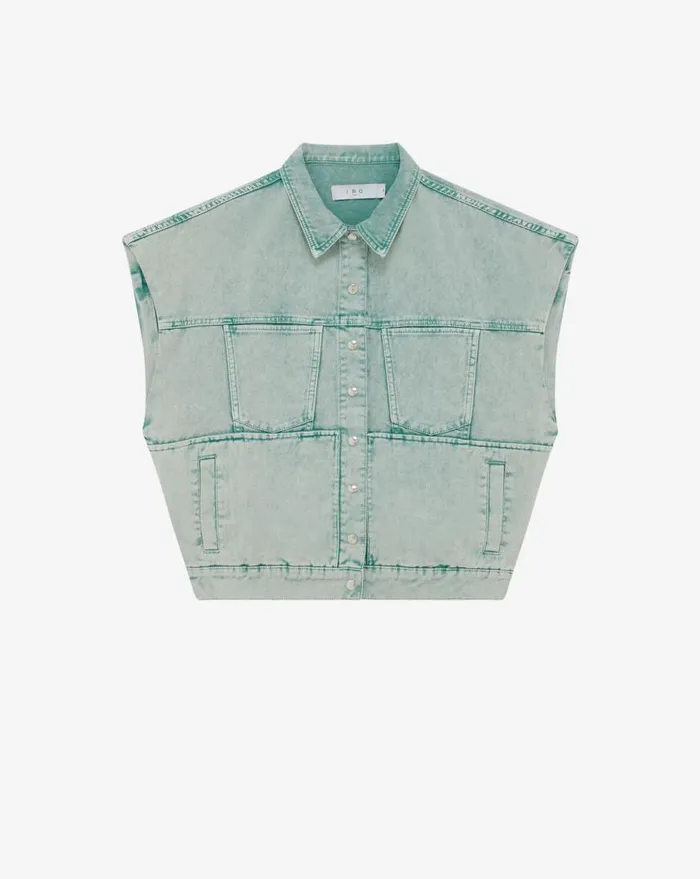 IRO WALLY DENIM VEST Snow Green Women Jackets and Coats