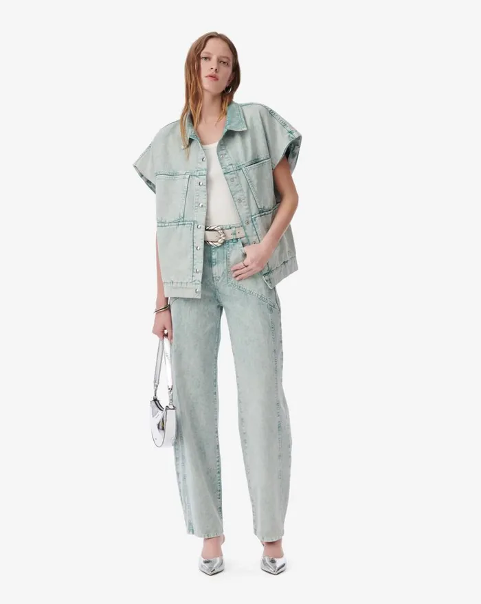 IRO WALLY DENIM VEST Snow Green Women Jackets and Coats