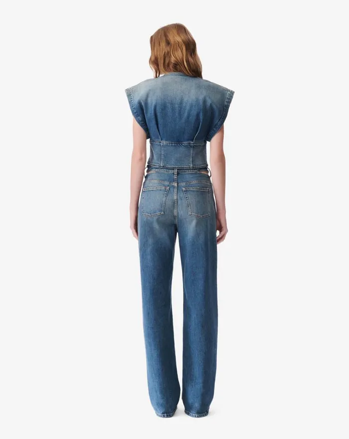 IRO ZAHIRA VNECK DENIM TOP Mid Used Denim Women Tops and Shirts