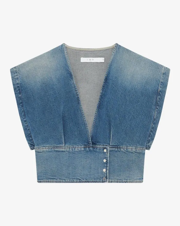 IRO ZAHIRA VNECK DENIM TOP Mid Used Denim Women Tops and Shirts
