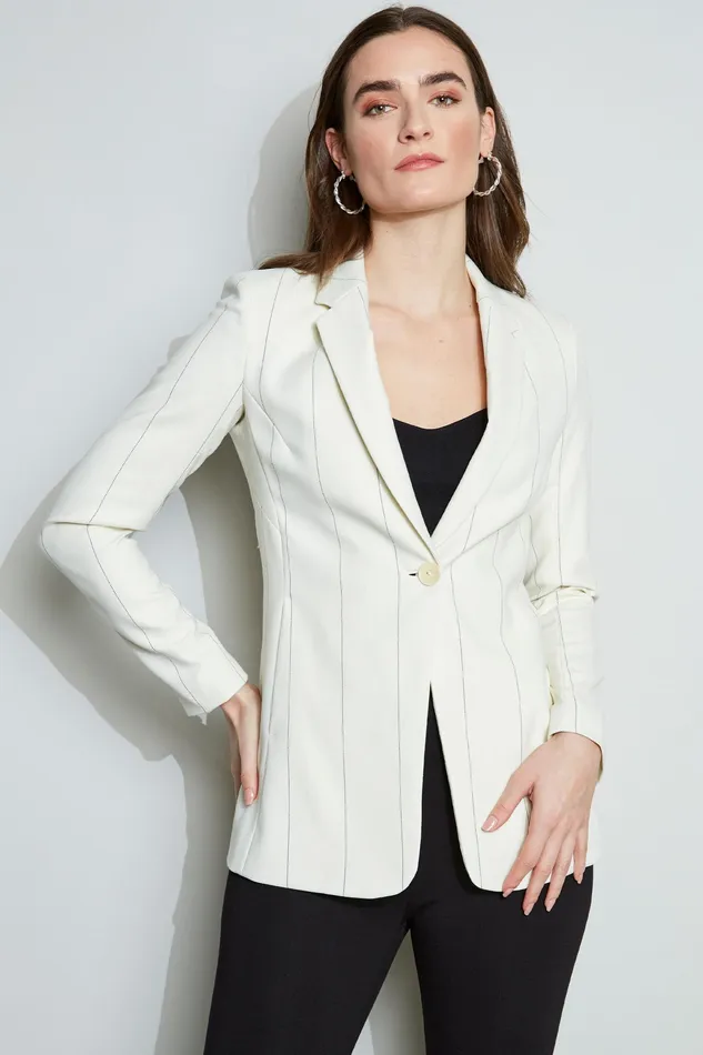 Jackets and Blazers Women Elie Tahari Etch Stripe Blazer Lt SandBlack