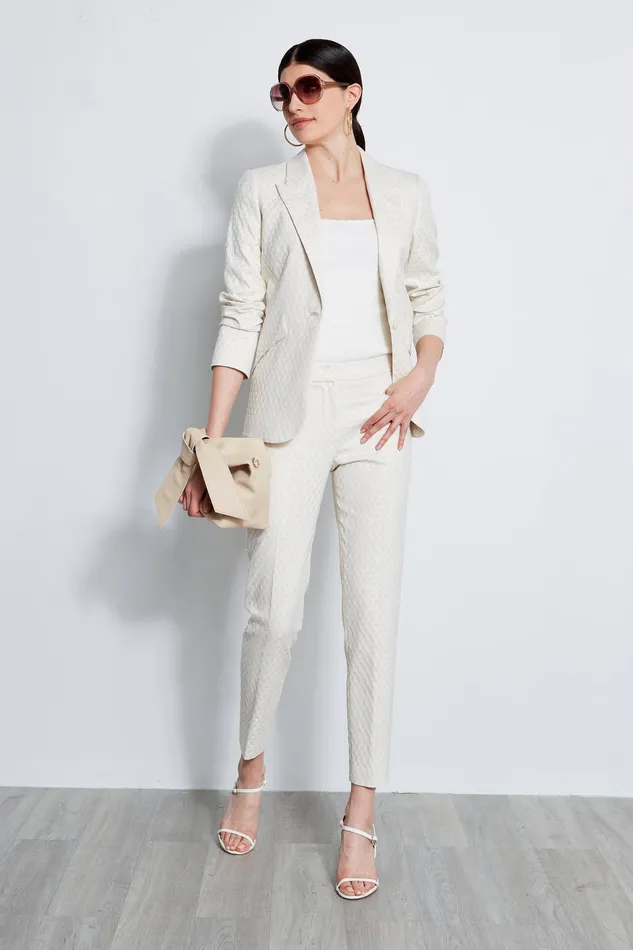 Jackets and Blazers Women Elie Tahari Jacquard Stretch Panel Blazer VANILLA BEAN