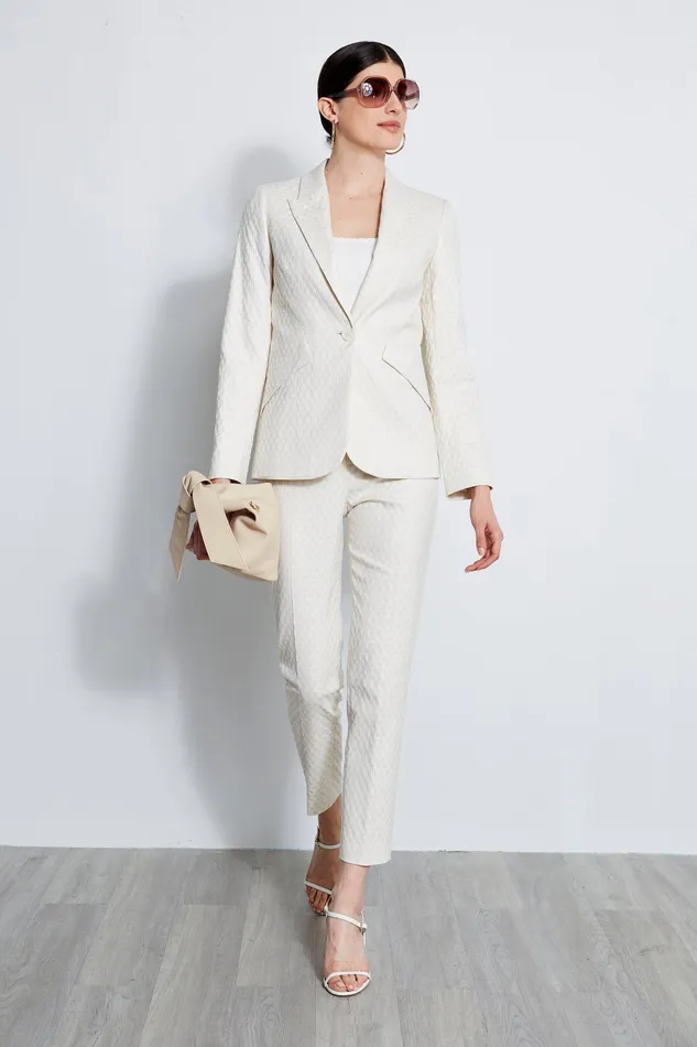 Jackets and Blazers Women Elie Tahari Jacquard Stretch Panel Blazer VANILLA BEAN