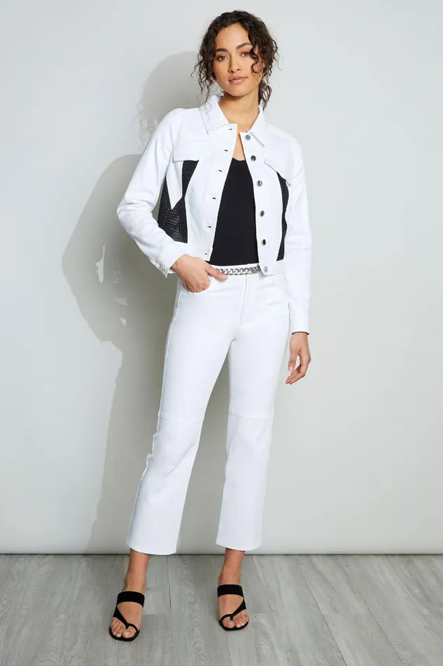 Jackets and Blazers Women Elie Tahari Mesh Denim Jacket WHITE