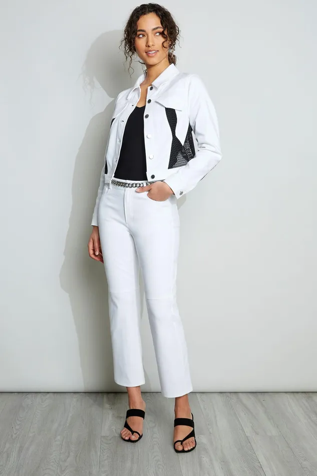 Jackets and Blazers Women Elie Tahari Mesh Denim Jacket WHITE