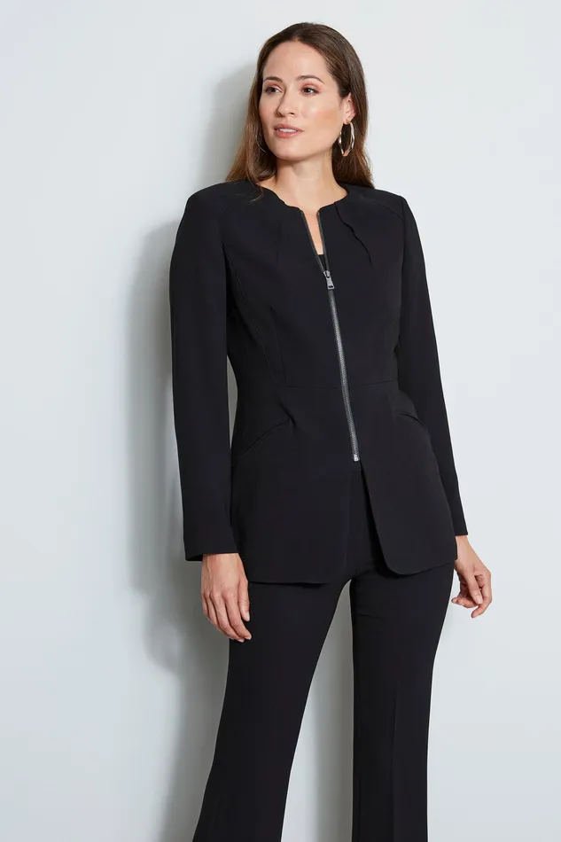 Jackets and Blazers Women Elie Tahari Zip Front Blazer BLACK