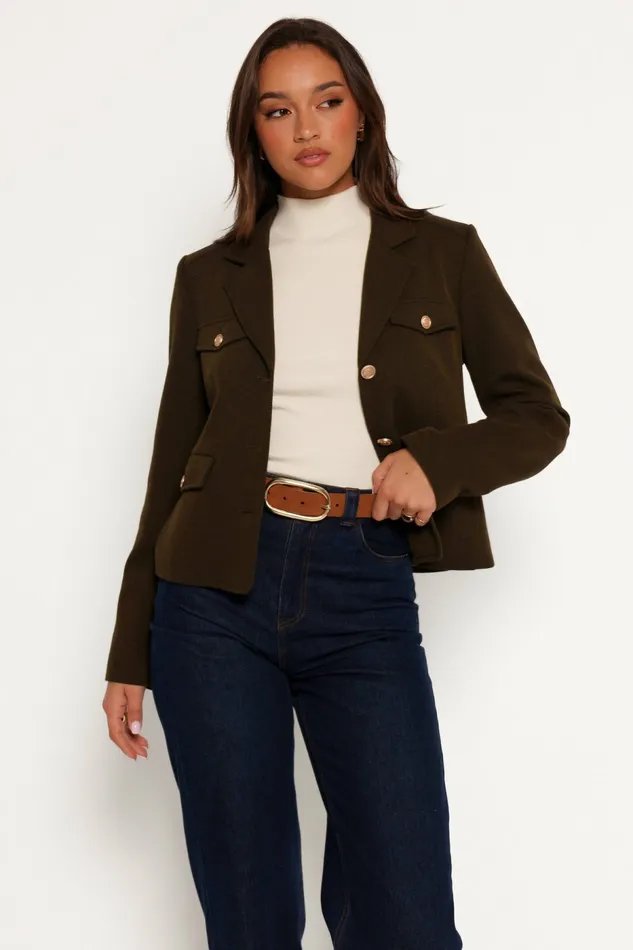 Jackets and Coats Women Petal and Pup Bandit Long Sleeve Button Down Jacket Olive