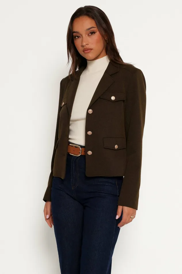 Jackets and Coats Women Petal and Pup Bandit Long Sleeve Button Down Jacket Olive