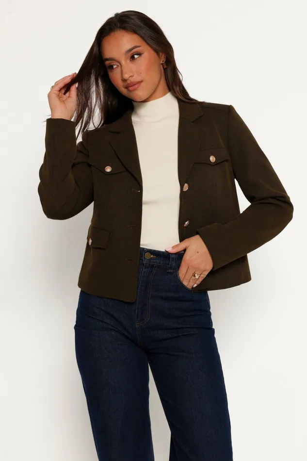 Jackets and Coats Women Petal and Pup Bandit Long Sleeve Button Down Jacket Olive