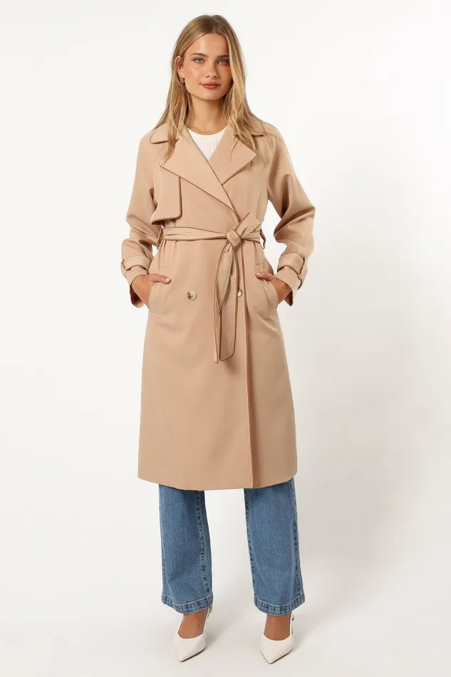 Jackets and Coats Women Petal and Pup Cayenne Contrast Binding Trench Coat Camel