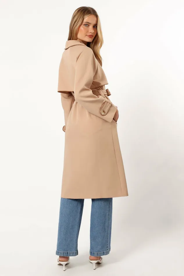 Jackets and Coats Women Petal and Pup Cayenne Contrast Binding Trench Coat Camel