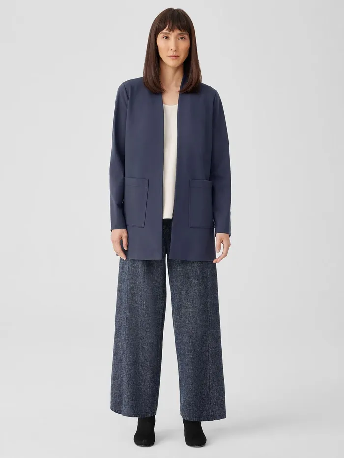 Jackets Coats and Vests Women Eileen Fisher Washable Flex Ponte High Collar Jacket Ocean